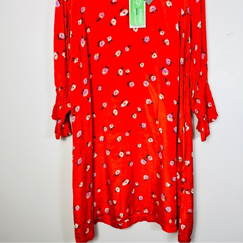 Kaffe Curve Plus Size KColly Red Floral midi Dress women size - Picture 9 of 15
